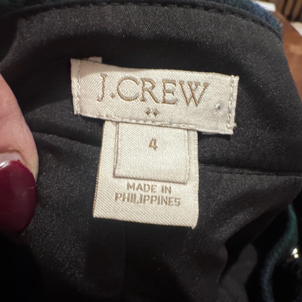 J.Crew Black Tartan Plaid Wool Blend Side‎ Tie Old Money Mini Skirt Green Navy 4 - Picture 2 of 6